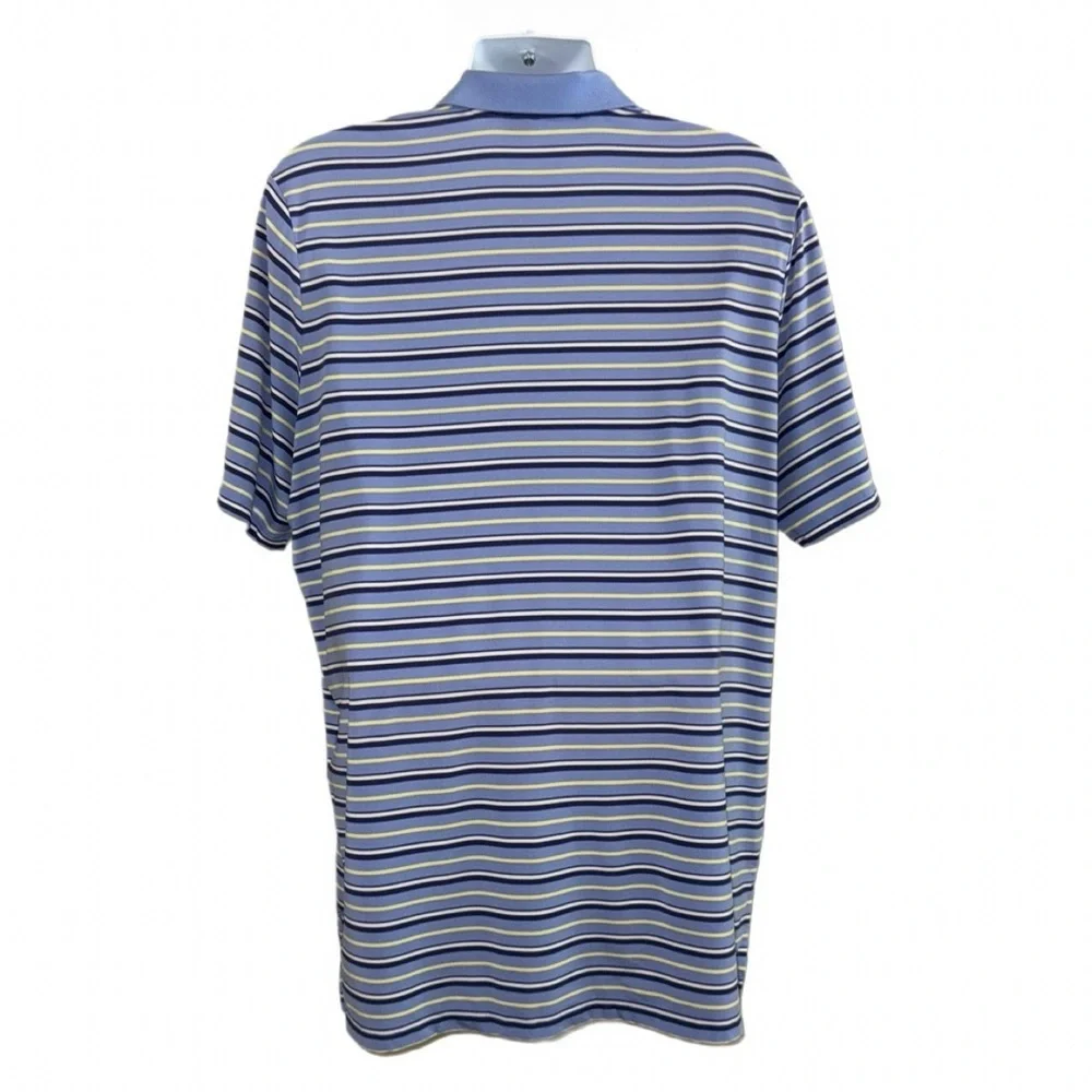 RLX Ralph Lauren Striped Performance Polo Shirt XL Blue Yellow White Stretch